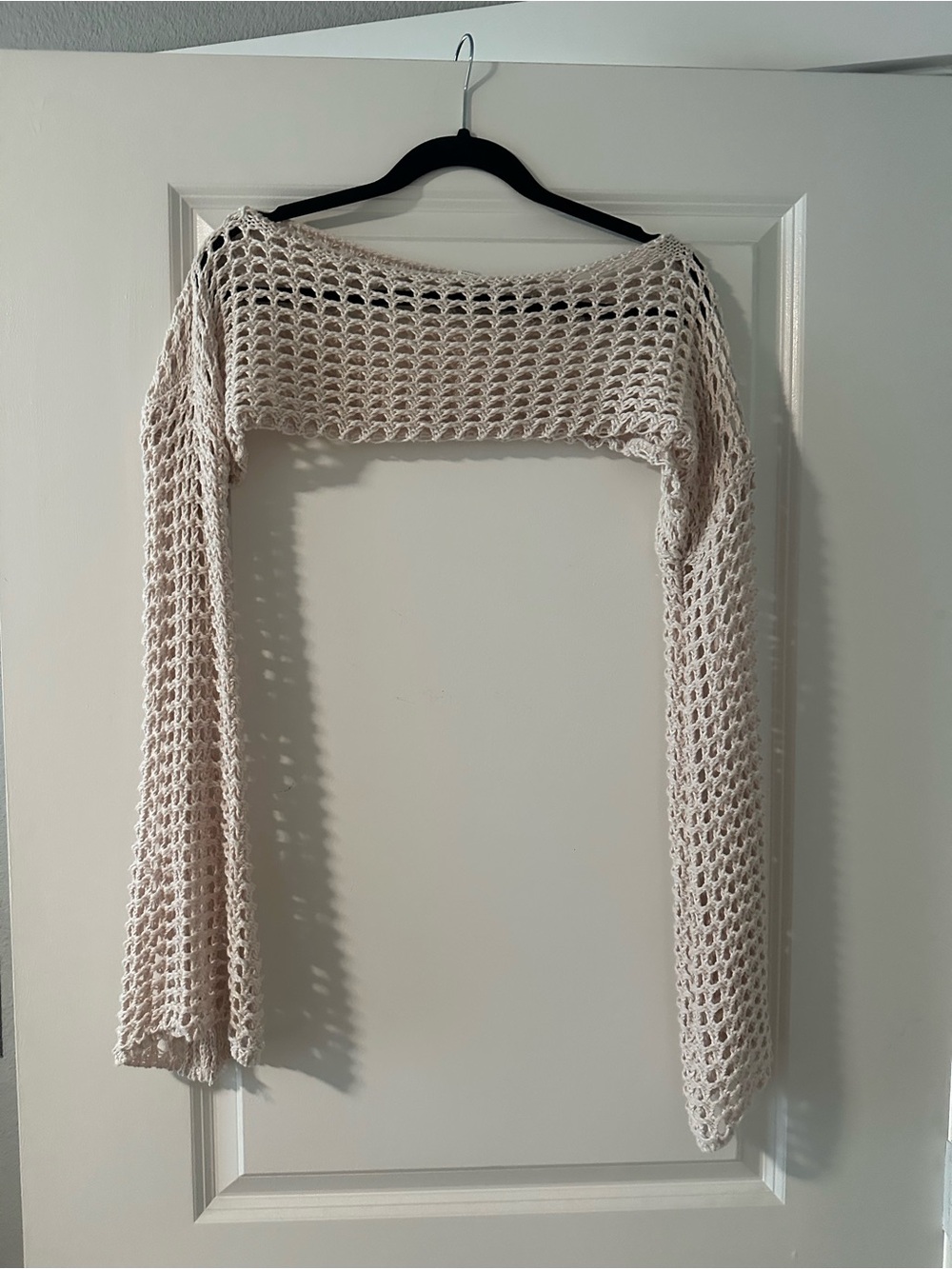 SHEIN Cream Crochet Long-Sleeve Shrug